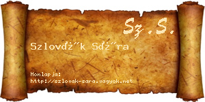 Szlovák Sára névjegykártya