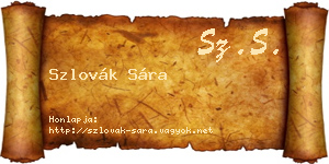 Szlovák Sára névjegykártya